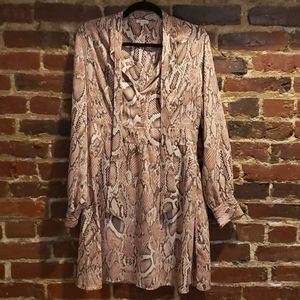 River Island Neck Tie Dress In Snake Print